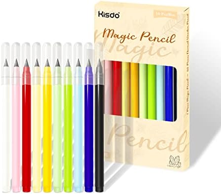 KISDO 10 PCS Lápis Mágico sem tinta, lápis eterno eterno com borracha, lápis reutilizável infinito para escrever,