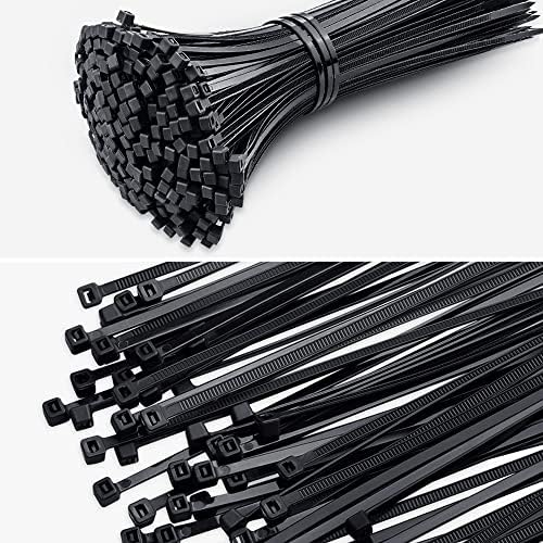 Zip lanchonetes pretos pesados ​​brancos de cabos longos e longos plástico de nylon para uso externo use clear grande mini tamanhos variados 4 6 12 12 polegadas de gerenciamento de cordões, branco)