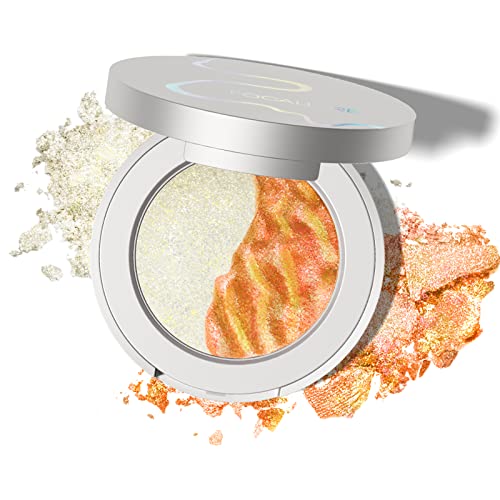 Focalle Chameleon Hybrid Highlighter Powder, kit de pó de marcador bronzeador metálico, paleta de maquiagem de maquiagem de face shimmer