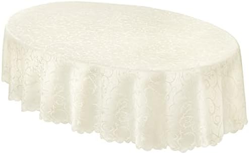 Newbridge Portofino recortou a mesa de mesa de tecido de damasco, refeições finas e toalha de mesa de finas e rugas e manchas, 60 polegadas x 84 polegadas, marfim, marfim