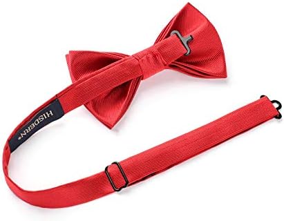 Hishern Solid Color Bow laços para homens gravata pré-amarrada e um clipe de casamento formal de smoking square de