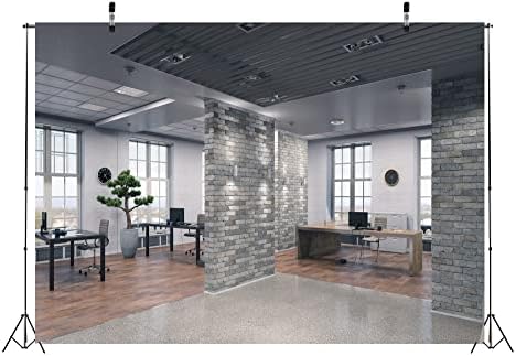 BELECO 5x3ft Fabric Office Modern Office Backdrop para videoconferência Reuniões Zoom Interior Brick Wall Walls Design