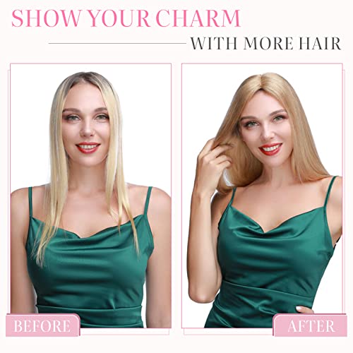 Escolhas ricas capacas de cabelo para mulheres cabelos humanos reais, base de seda de 10 * 12 cm, pedaços de cabelo loiro destacados