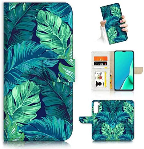Para Samsung S22+, para Samsung Galaxy S22 Plus, capa de capa de carteira de flip -flip, A21997 Folha verde tropical 21997