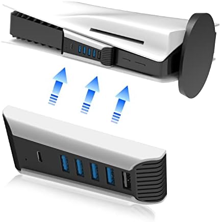 Yoxxzzus USB Hub para PS5, 5 em 1 USB Port Expander compatível com o console PS5
