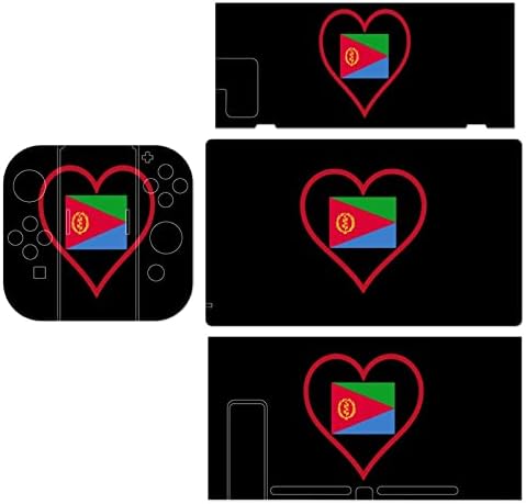 Eu amo a Eritreia Red Heart Cool Sticks Decals cobre compatíveis com o Switch/Switch Lite Skin Protector Durável Proteção