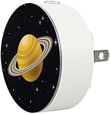 2 Pacote de plug-in Nightlight LED Night Light com sensor do anoitecer para o amanhecer para o quarto de crianças, viveiro, cozinha, anéis espaciais do corredor dos planetas de Saturno