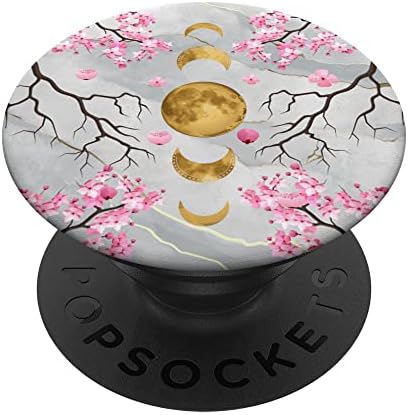 Celestial Sakura Cherry Blossom Fases da lua estética Popsockets Swappable PopGrip