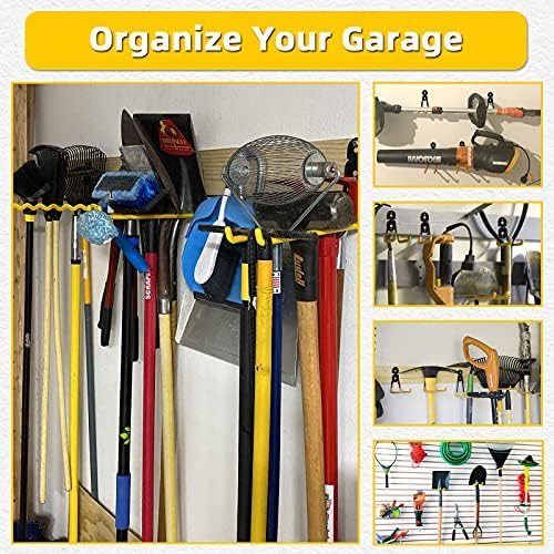 Grandes ganchos de garagem - 4 Pacote de garagem pesada Organizador de armazenamento Gancho de suspensão de montagem de parede, cabides de aço de utilidade dupla para jardim, ferramentas elétricas, escadas, bicicletas, itens a granel, cordas, etc.