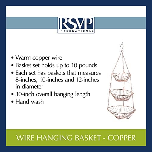 RSVP International Hanging Storage Collection cestas de 3 camadas, fio de cobre