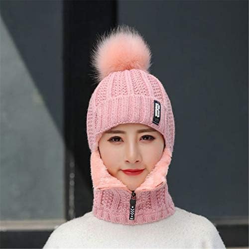Chapéu de balde de palha Adicione lenço de lenço de lenço de inverno Chapéu de tricô feminino Flocking Térmico Ciclismo