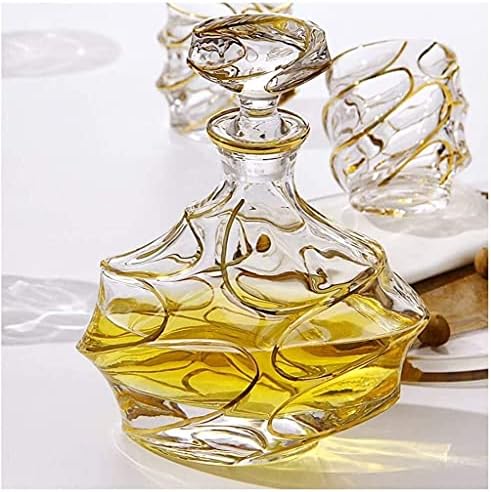 Whisky Decanter Wine Decanter 7- Piece Whisky Decanter Conjunto Licor de garrafa e copos modelados Tumblers