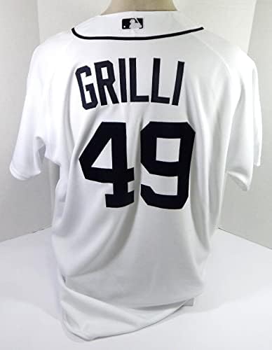 2008 Detroit Tigers Jason Grilli 49 Jogo emitido White Jersey 50 85 - Jogo usado MLB Jerseys