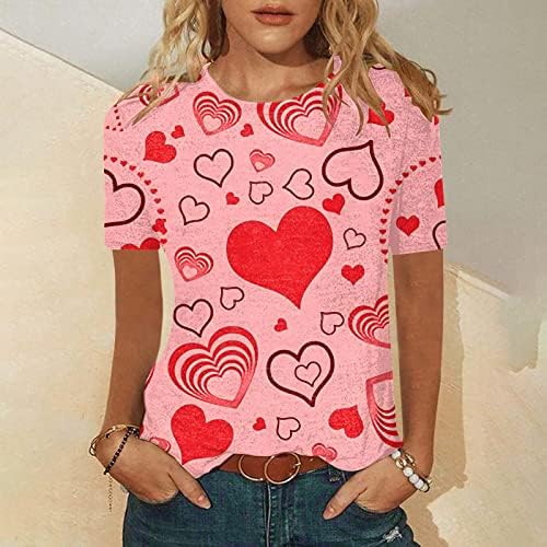 Womens Love Heart Sweatshirt Gráfico de manga longa Happy Valentine's Day Cirts Tops Casual Tops Pullover