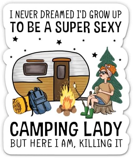 Adesivo super sexy de acampamento - adesivo de laptop de 3 - vinil à prova d'água para carro, telefone, garrafa de água - engraçado RV Camper Camper Campfire Decal