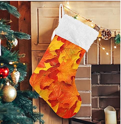 As meias de Natal de Alaza folhas clássicas personalizadas grandes decorações de meia para a temporada de festas de férias em família 1 pacote, 17,7 '' 22