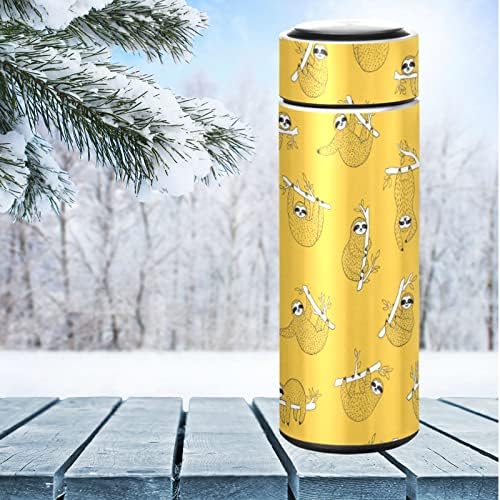 Cataku amarelo preguiçoso animal garrafa de água isolada 16 oz de aço inoxidável garrafa térmica para tomar café bebida