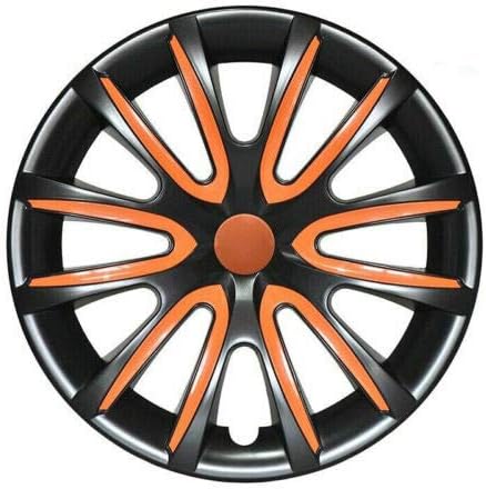 Capas cubos OMAC de 16 polegadas para Nissan Sentra Black e Orange 4 PCs. Tampa das jantes da roda - tampas do cubo - substituição