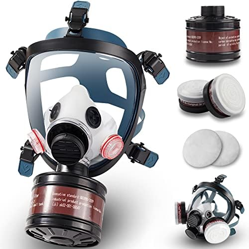 AMZYXUAN GAS MESTERS Sobrevivência nuclear e química, máscara de gás com filtro de carbono ativado de 40 mm, máscara de respirador