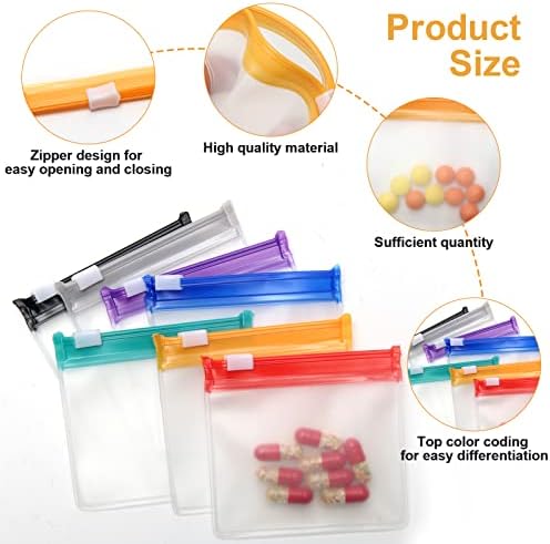 35 peças bolsas de comprimidos bolsas com zíper, bolsa de comprimidos reutilizáveis ​​de anglecai para medicamentos