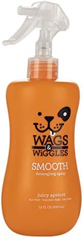 Wags & Wiggles spray de defesa suave em damasco suculento | Spray de detenções de preparação para cães para eliminar nós, tapetes