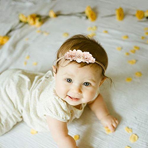 CherBoll 3pcs Baby Girl Flower Bands, Super Soft & Stalely Nylon Floral Hairbands para Coneta Recém -nascido