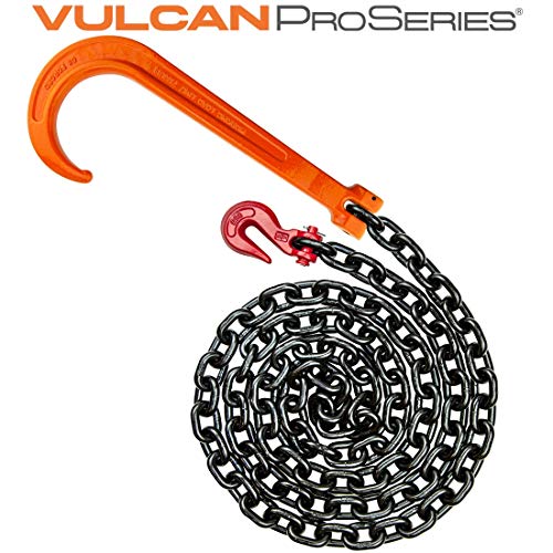 Vulcan | Cadeia de reboque de liga com gancho J Long Long - Grau 80-3/8 polegadas x 10 pés - Prosseries - 7.100 libras de carga