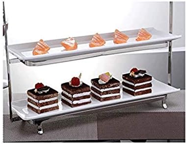 Bandeja de frutas wpyyi ， Teel retangular bolo de pastelaria Display Stand Stand Double-camada de imitação Cerâmica Placa de frutas Cerâmica