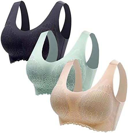 Bras esportivos de 3 pacotes para mulheres clássicas de cor de cor sólida de cor grátis de roupas íntimas com suportes de ioga de alto suporte
