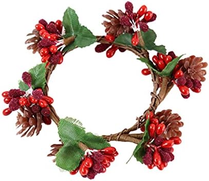Judvdx 6pc Christmas Wreath Diy Decoração Simulação Artificial Plant Pinecone Candle Ring Decorative Decorative
