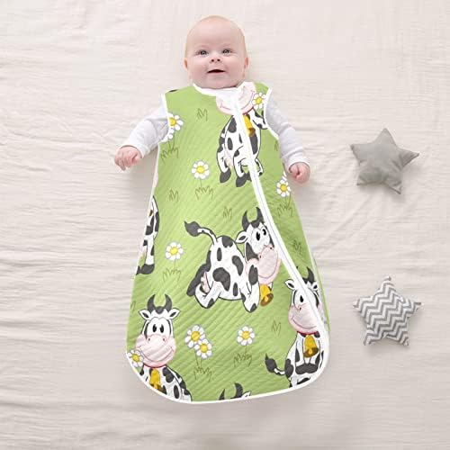 Vvfelixl Sack Sack para bebês recém-nascidos, Funny Cows Flowers Baby vestível cobertor, saco de dormir de transição para bebês,