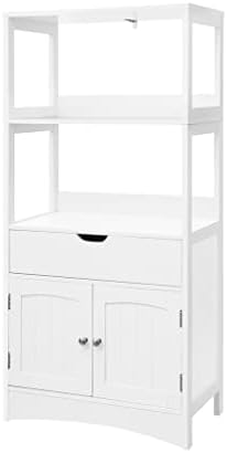 Armário de armazenamento de banheiro grosso com gavetas 2 prateleiras e armário de portas armário de piso de cozinha, branco