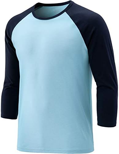 Camisas de beisebol de manga 3/4 masculinas da TSLA, camisetas casuais de raglan de algodão dinâmico, camisa de camisa esportiva