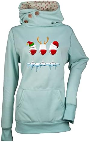 uikmnh ladys capuz de vinho vidro outono e inverno manga comprida blusa com capuz de algodão bolso quente bolso casual