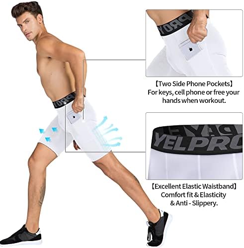 Shorts de compressão atlética do eargfm masculino de shorts de roupas de baixo com calcinha com bolsos ativos BaseLayer