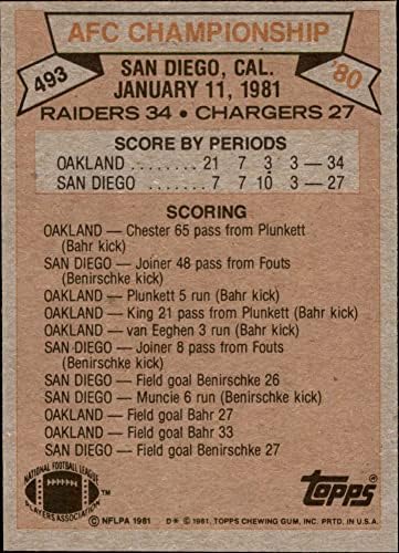 1981 Topps # 493 AFC Championship San Diego Raiders/Chargers Ex Raiders/Chargers