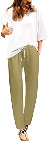 Calça feminina de Miashui para trabalho Casual Mulheres Calça elástica da cintura com bolso calça de cor sólida de bolso calças sólidas mulheres