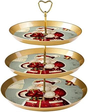 Stand de bolo de sobremesa, decoração de mesa para celebração de festas de aniversário de casamento, Padrão Vermelho de Papai Noel