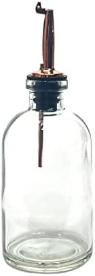 Bushotecary Boticário de 8 onças garrafa de vidro transparente com rosa de ouro de ouro rosa pico | Óleos, vinagres,