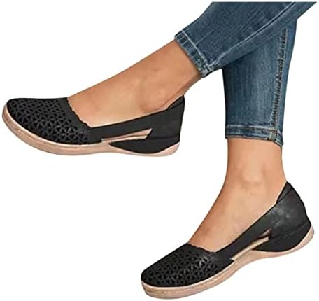 Adorável gabinete feminino em sapatos de salgadinhos, meminhe feminino 2023 mulheres novas cunhas ortopédicas Hollow out vintage Shoes