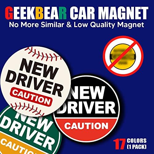 GeekBear New Driver Magnet - Tipo de círculo, design reflexivo e atraente para motoristas iniciantes