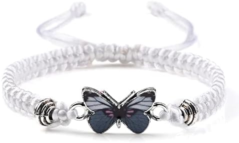 Fuqimanman2020 Colorido Butterfly Charm Bracelet String String Handmade Tecido ROPE AJUSTÁVEL AJUSTÁVEL PARA CASAL MUNHAS