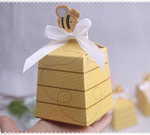 PretyZoom 25pcs Caixa de doces de abelhão de abelhas de abelhas com fitas favorece caixas de doces para decorações de aniversário para crianças de chá de bebê