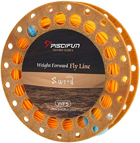 Pacote - Piscifun Sword Peso para a frente da linha de pesca com mosca flutuante com loop soldado wf5wt 100 pés laranja e piscifun
