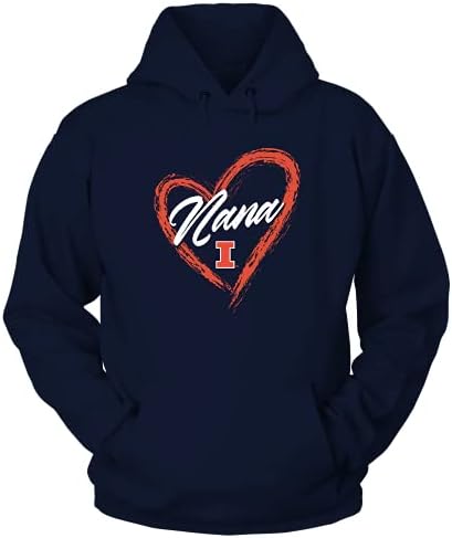 FanPrint Illinois Fighting Illini - Heart Shape - Nana - T -shirt de presente de logotipo da equipe universitária