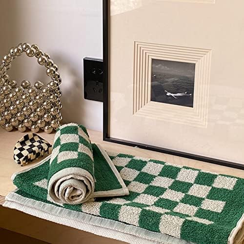 Toalha de panos de reheyre, toalha de face xadrez retro do quadro de damas de colorido, toalha de limpeza de pele de algodão ultra-macia