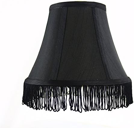 Sombra de lâmpada de campainha de seda urbana, 5 polegadas por 9 polegadas por 7 polegadas, de branco com margem preta, aranha-aranha