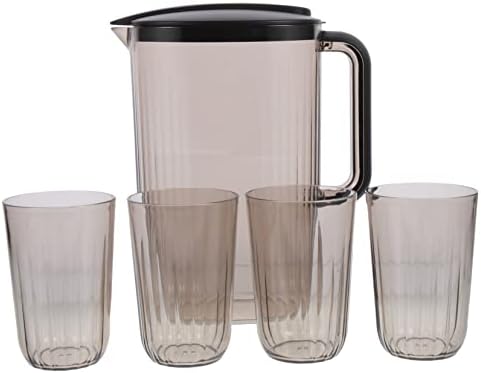 Upkoch 2 sets kettle water xícara de água combinação de chaleira clara de vidro de vidro de vidro de vidro jarra de água caneca de sucos multifuncionais sucos da jarra sucos da jarra de jarro conjunto de chá de chá de plástico cinza