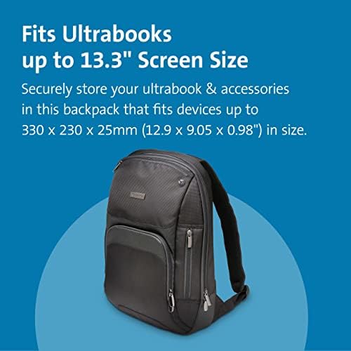 Kensington Triple Trek Slim Backpack para MacBooks, Chromebooks, Tablets e Ultrabooks de até 13 polegadas de 14