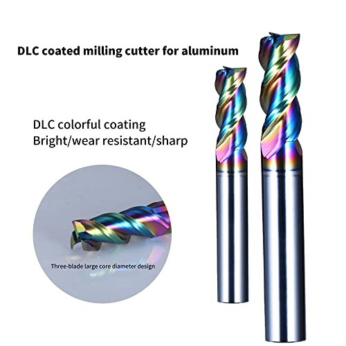 Ferramenta Jiuli 6pcs Mills de extremidade de carboneto Conjunto quadrado nariz 3 flautas finais para moinho para alumínio DLC Alloy DLC HRC 55
